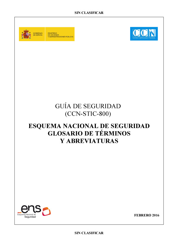 CCN-STIC-800 Glossari de termes i abreviatures del ENS