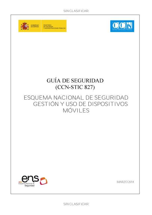 CCN-STIC-827 Gestió i ús de dispositius mòbils
