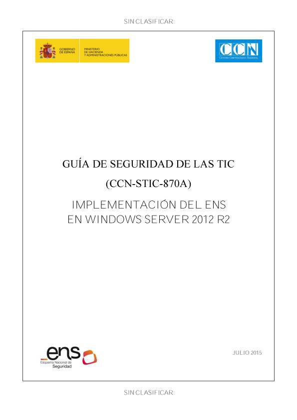 Guia CCN STIC 870A Implementació ENS Windows Server 2012 R2