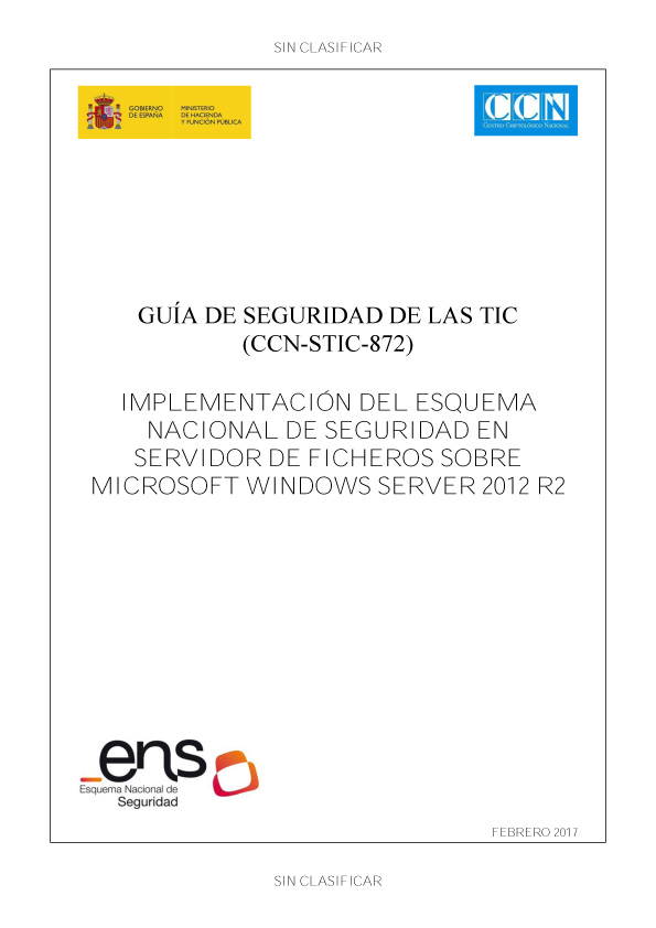 CCN-STIC-872 Implementació del ENS en Servidor de fitxers sobre Windows Server 2012 R2