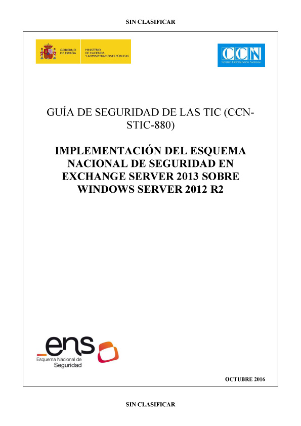 CCN-STIC-880 Implementació del ENS en Exchange 2013 sobre Windows Server 2012 R2