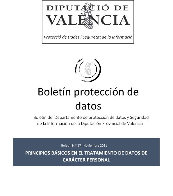 Boletín nº 17 – Principios básicos en el tratamiento de datos de carácter personal