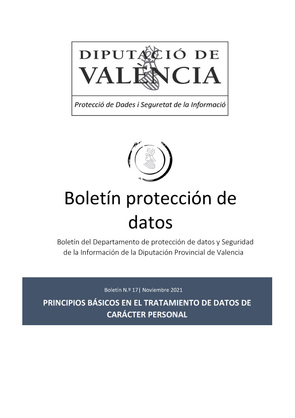 Boletín nº 17 – Principios básicos en el tratamiento de datos de carácter personal
