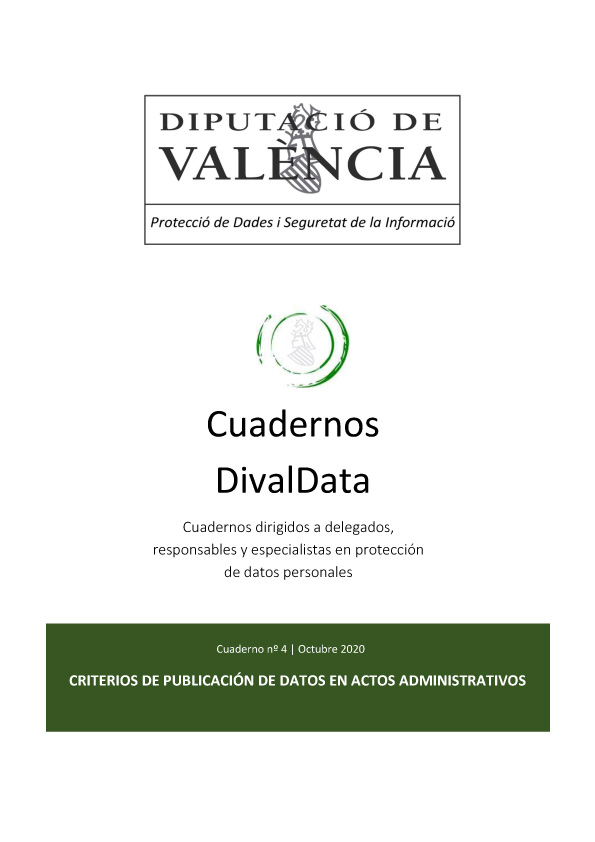 Cuaderno nº 4 – Criterios de publicación de Datos en Actos Administrativos