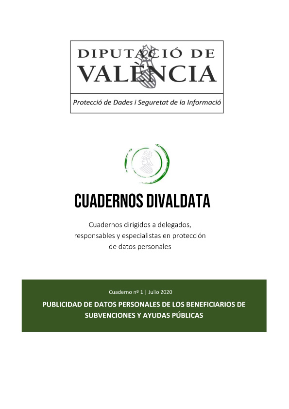 Cuaderno nº 1 – Publicidad de datos personales de los beneficiarios de subvenciones y ayudas públicas