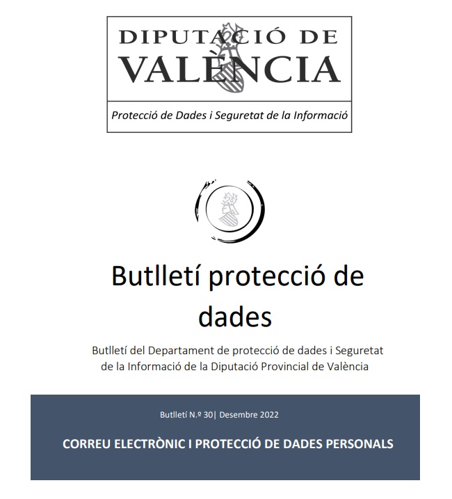 Butlletí núm. 30 – Correu electrònic i protecció de dades personals