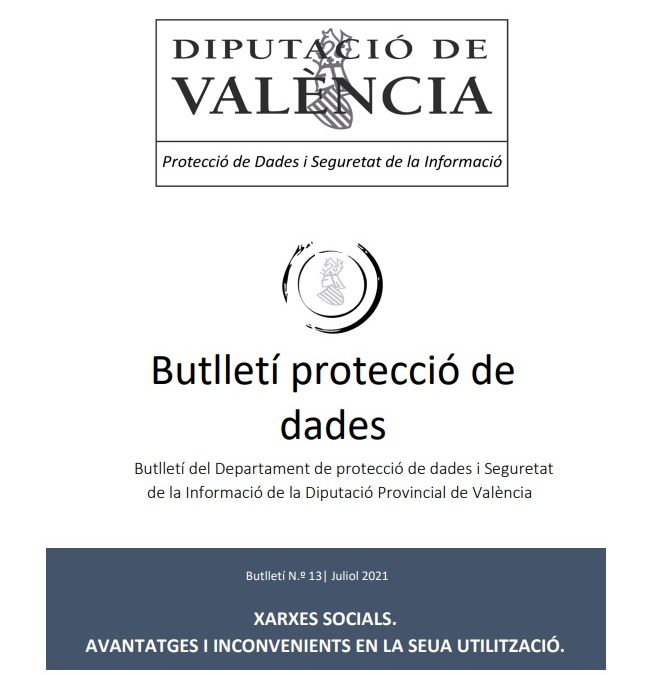 Butlletí núm. 13 – Xarxes Socials. Avantatges i inconvenients en la seua utilització