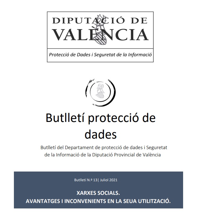 Butlletí núm. 13 – Xarxes Socials. Avantatges i inconvenients en la seua utilització