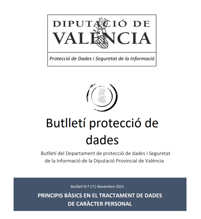 Butlletí núm. 17 – Principis bàsics en el tractament de dades de caràcter personal