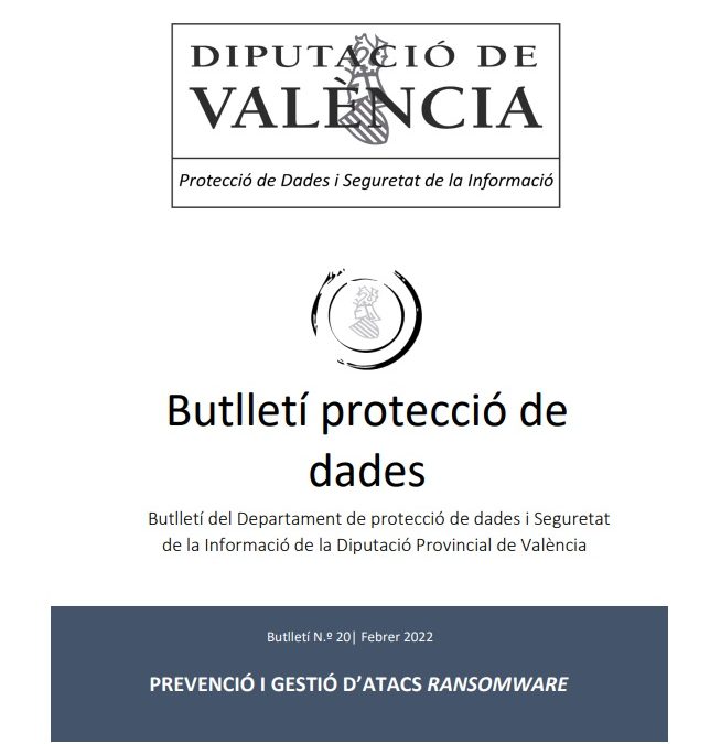 Butlletí núm. 20 – Prevenció i gestió d’atacs Ransomware