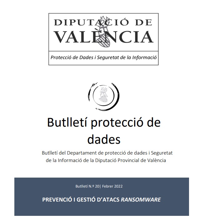 Butlletí núm. 20 – Prevenció i gestió d’atacs Ransomware