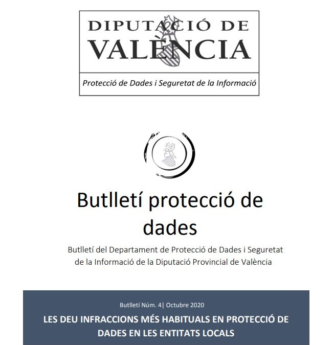 Butlletí núm. 4 – Les deu infraccions més habituals en Protecció de Dades en les Entitats Locals