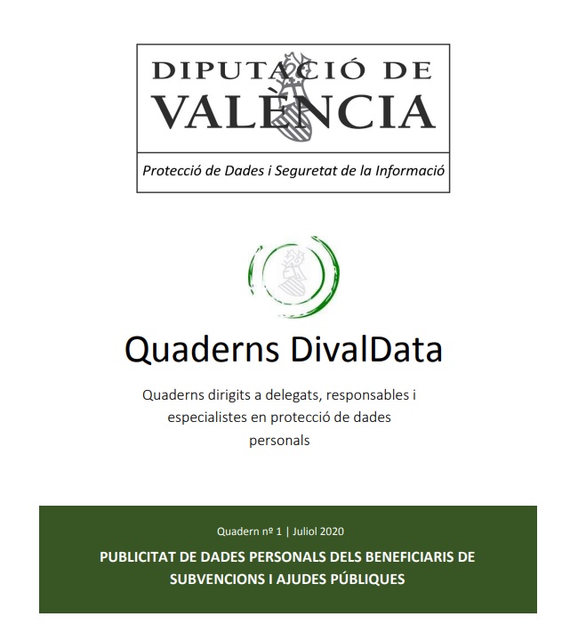 Quadern núm. 1 – Publicitat de dades personals dels beneficiaris de subvencions i ajudes públiques