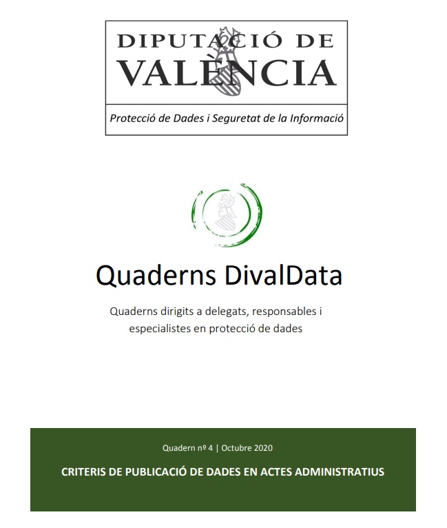 Quadern núm. 4 – Criteris de publicació de Dades en Actes Administratius